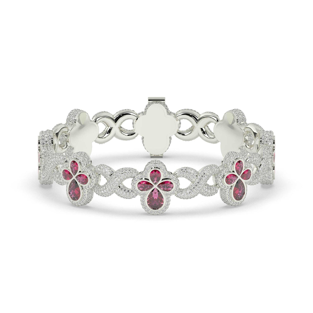FLORAL RUBY ELEGANCE CHARM BRACELET