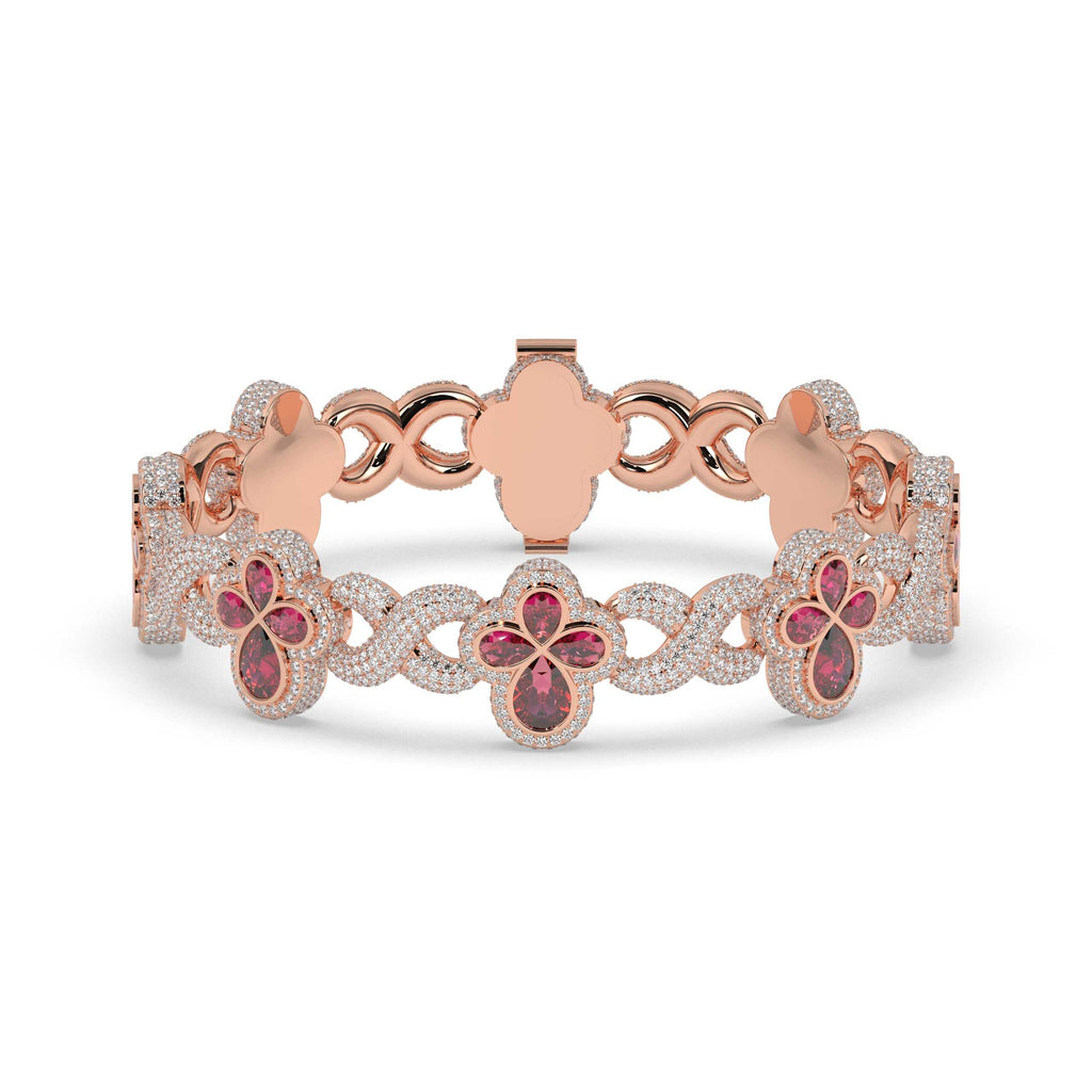 FLORAL RUBY ELEGANCE CHARM BRACELET