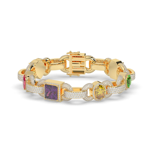 MULTIGEM DIAMOND LINK GOLD BRACELET