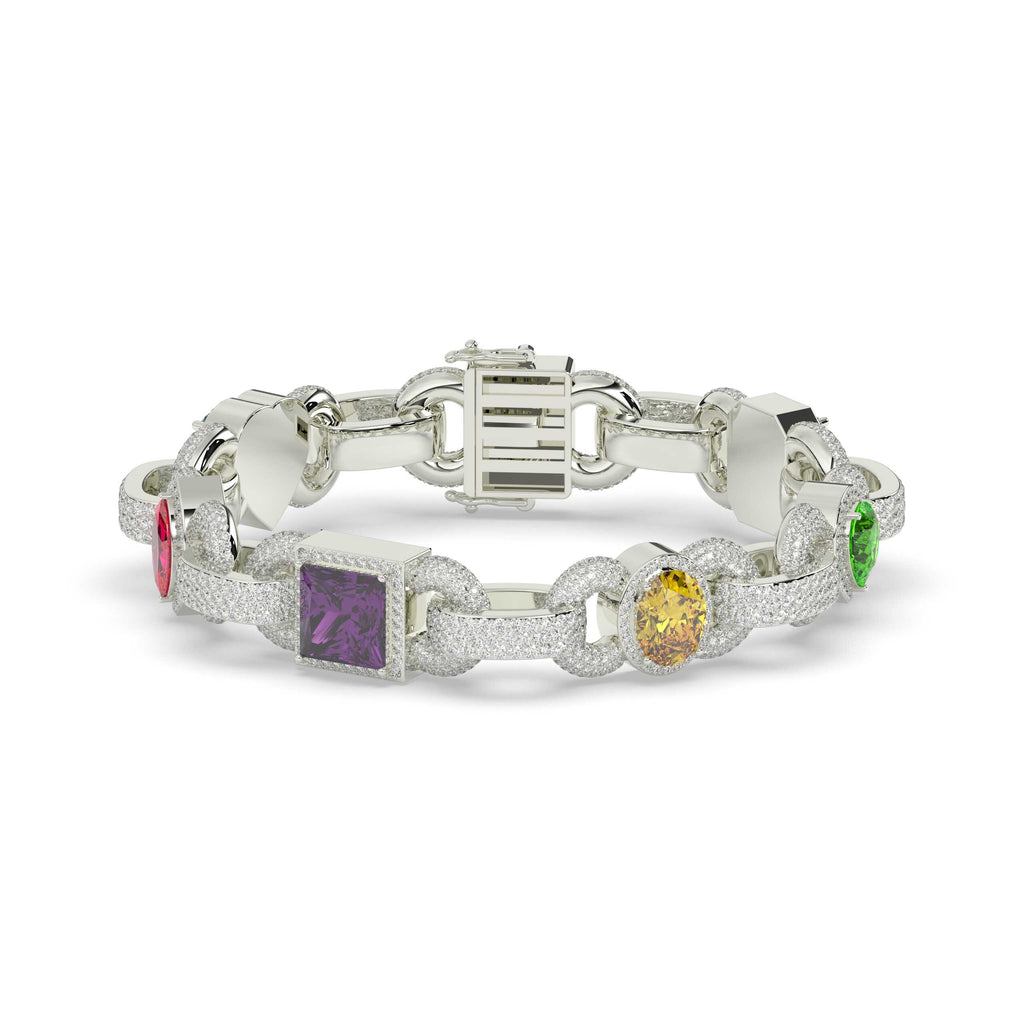 MULTIGEM DIAMOND LINK GOLD BRACELET
