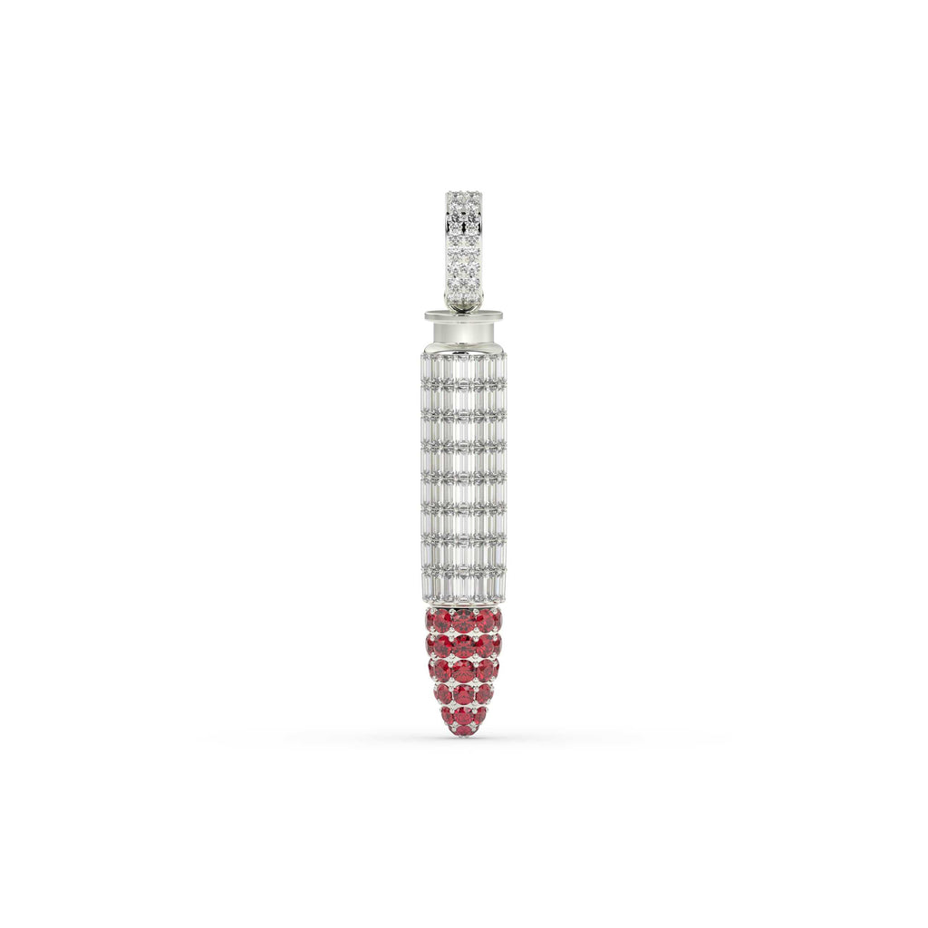 BAGUETTE AND ROUND GEMS STONE AND DIAMOND ICED OUT HIP HOP PENDANT