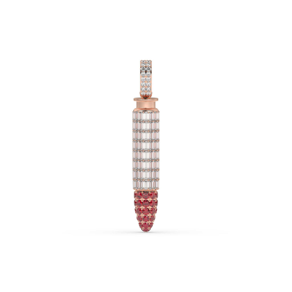 BAGUETTE AND ROUND GEMS STONE AND DIAMOND ICED OUT HIP HOP PENDANT