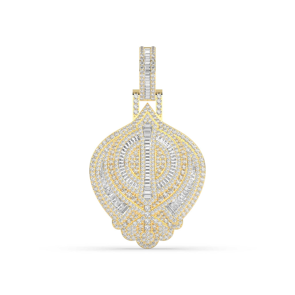 BAGUETTE AND ROUND DIAMOND ICED OUT HIP HOP PENDANT