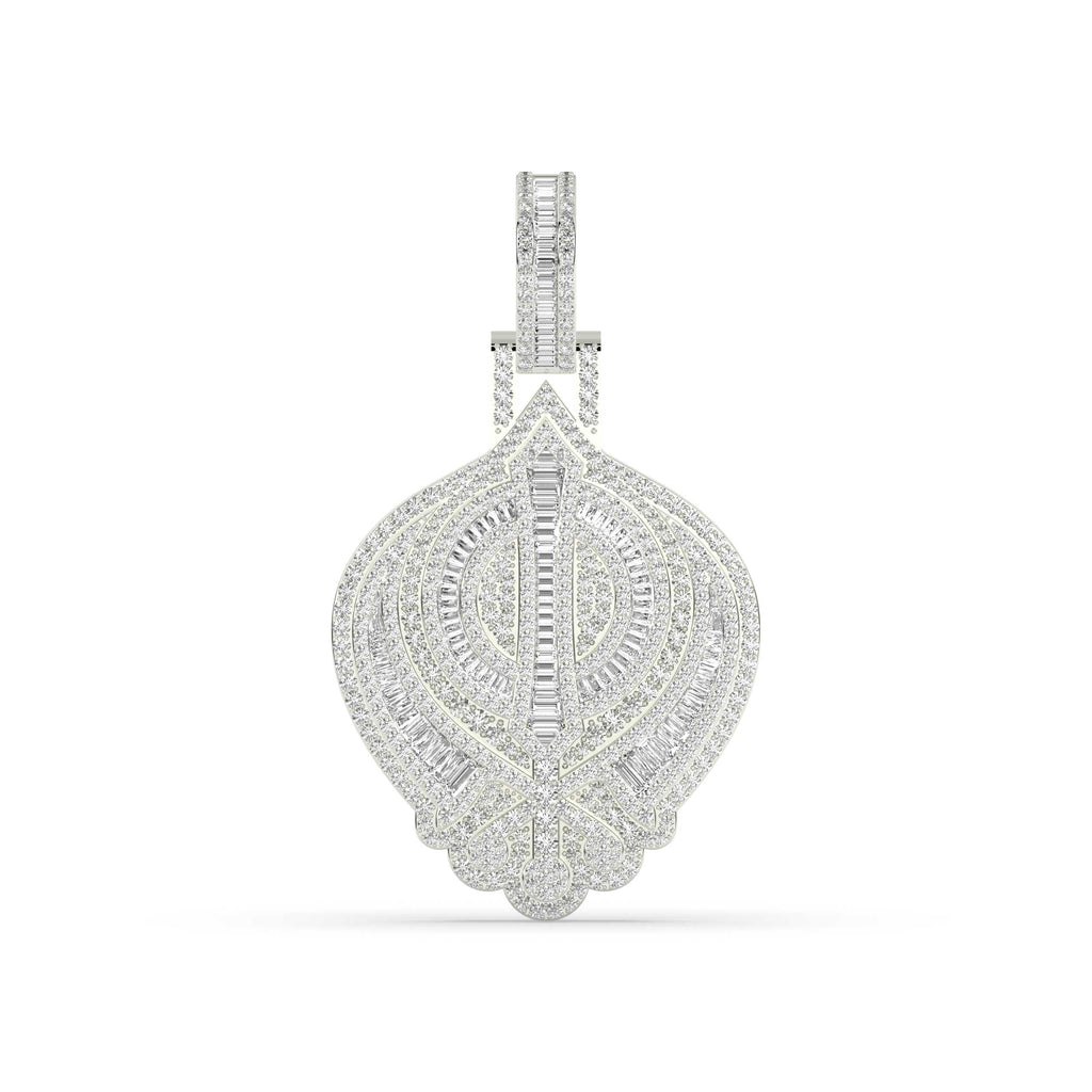 BAGUETTE AND ROUND DIAMOND ICED OUT HIP HOP PENDANT