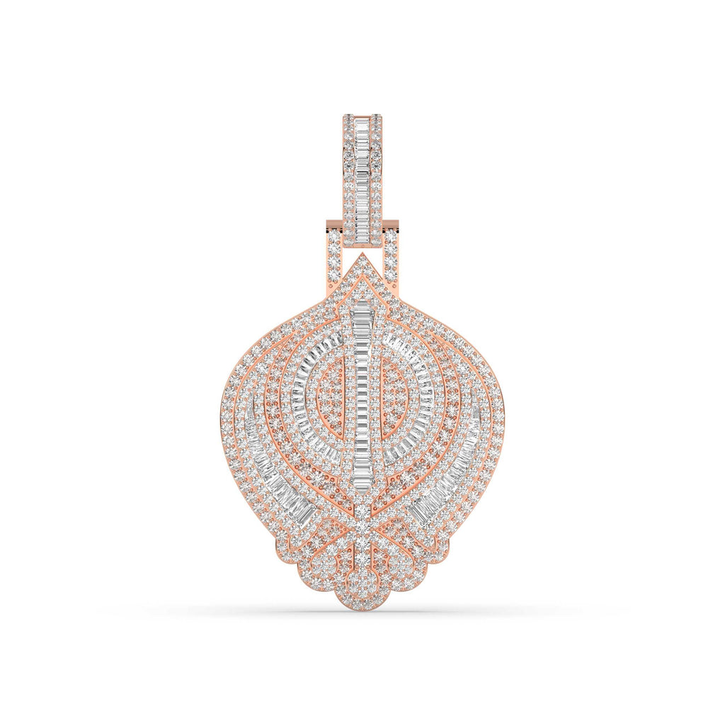 BAGUETTE AND ROUND DIAMOND ICED OUT HIP HOP PENDANT