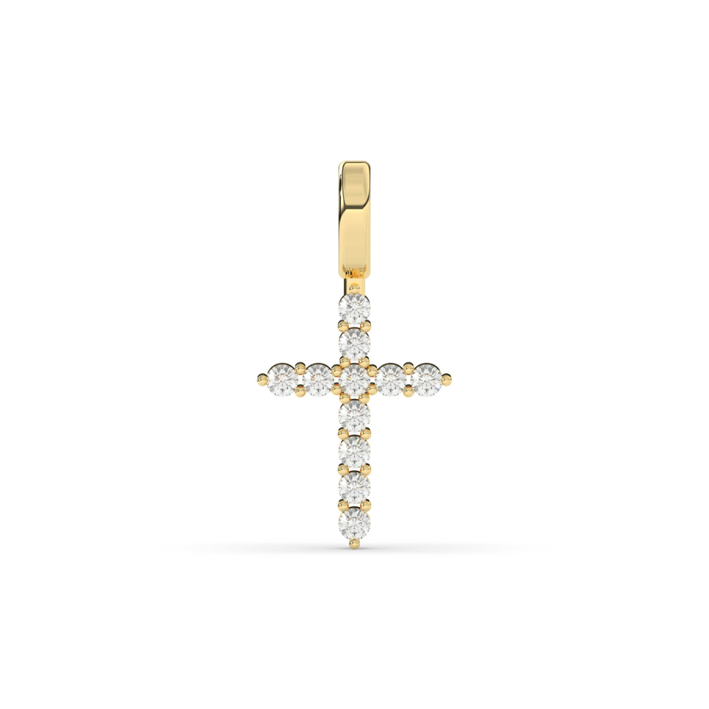 GOLD DIAMOND CROSS CHARM PENDANT