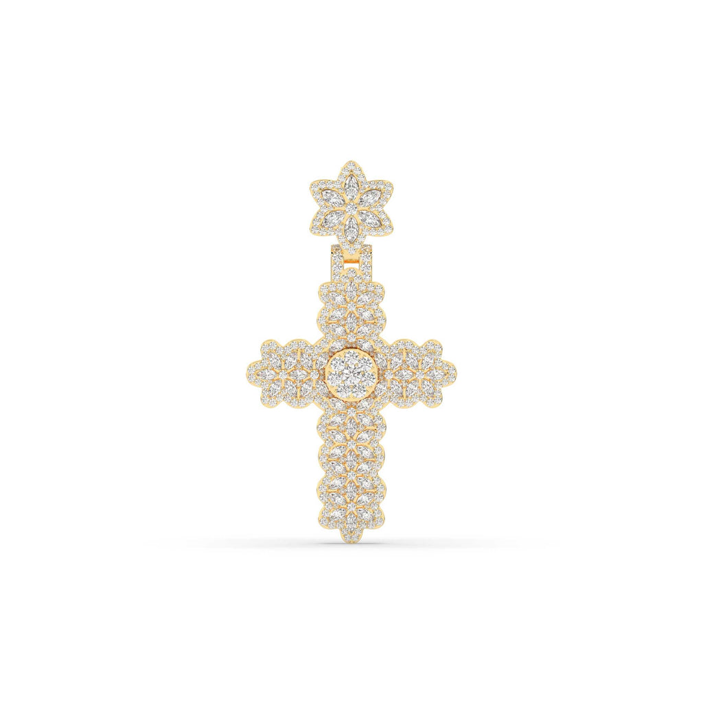 MARQUISE AND ROUND DIAMOND ICED OUT CROSS HIP HOP PENDANT