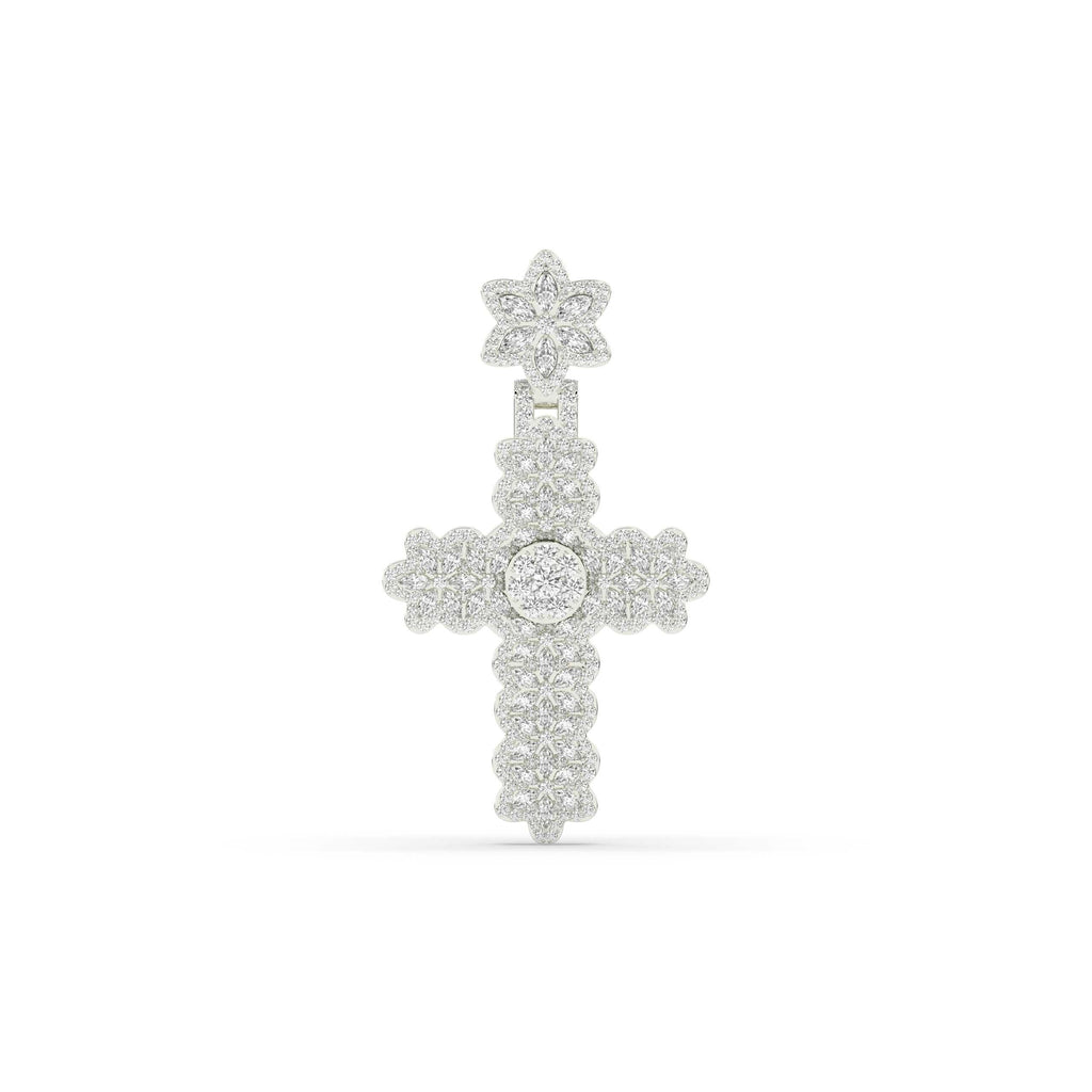 MARQUISE AND ROUND DIAMOND ICED OUT CROSS HIP HOP PENDANT