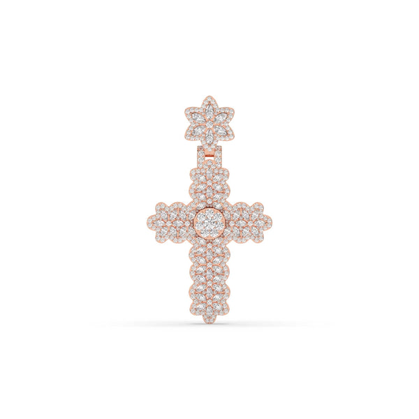 MARQUISE AND ROUND DIAMOND ICED OUT CROSS HIP HOP PENDANT