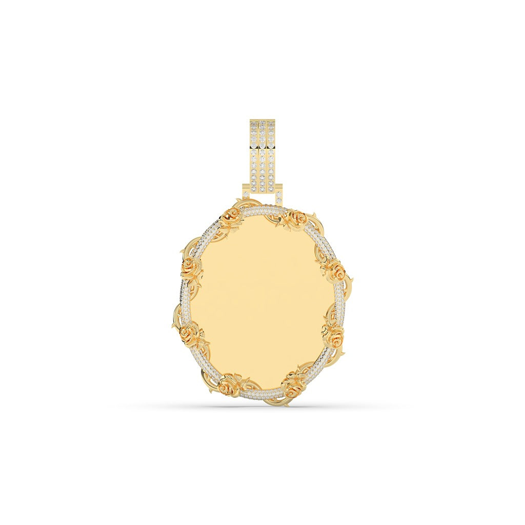 GOLD ROSE FRAME MEDALLION PENDANT