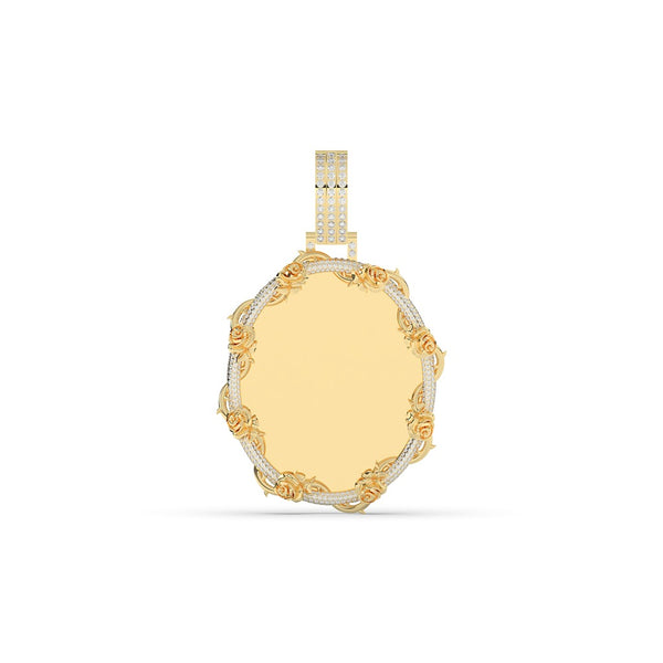 GOLD ROSE FRAME MEDALLION PENDANT