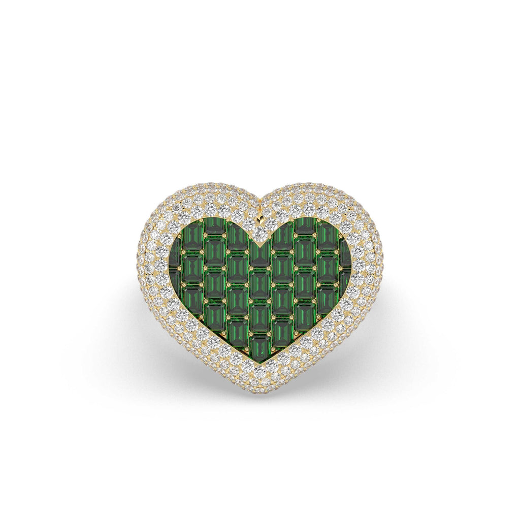 EMERALD HEART DIAMOND STATEMENT RING