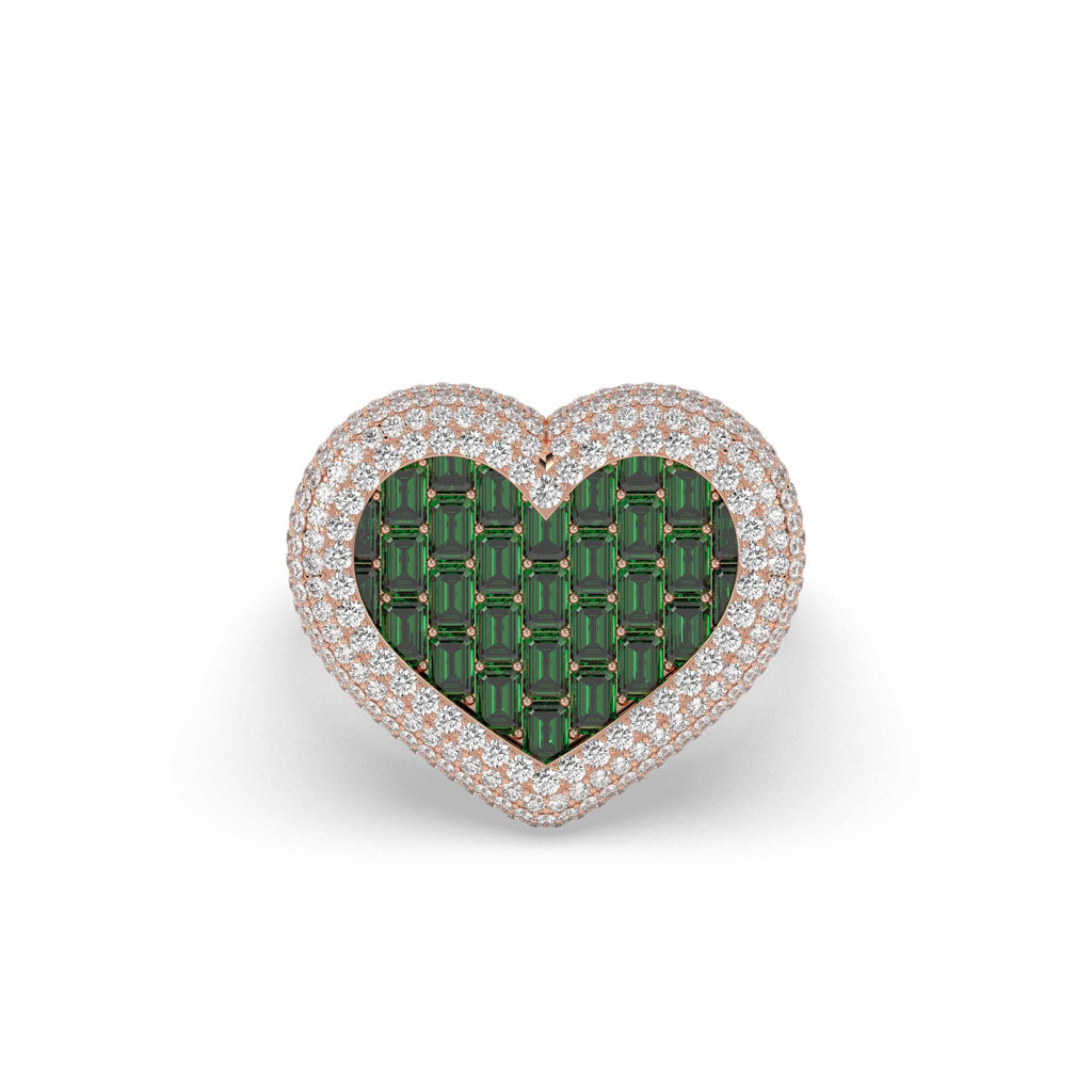 EMERALD HEART DIAMOND STATEMENT RING