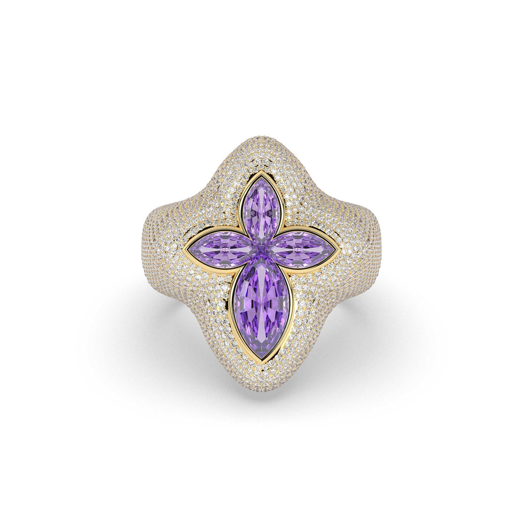 VIOLET MARQUISE FLORAL STATEMENT RING