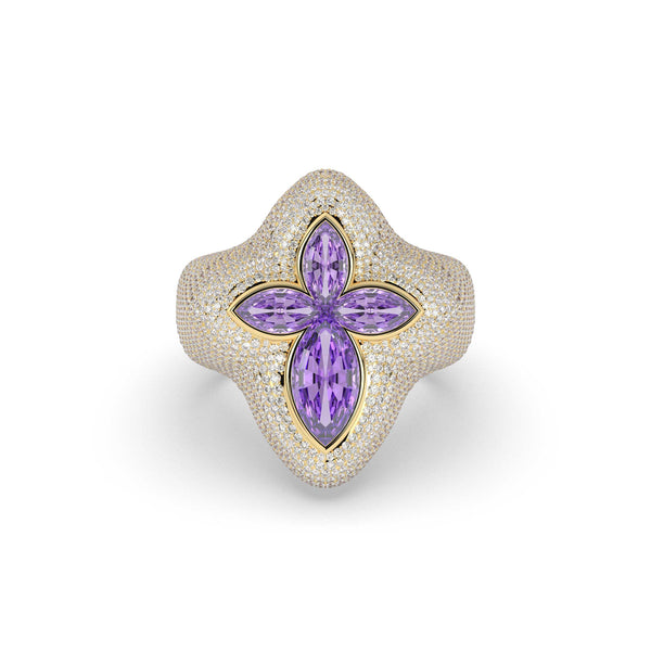 VIOLET MARQUISE FLORAL STATEMENT RING
