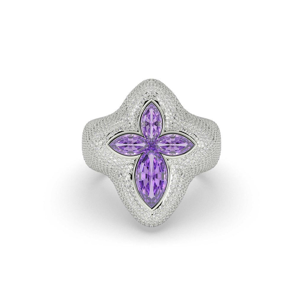 VIOLET MARQUISE FLORAL STATEMENT RING