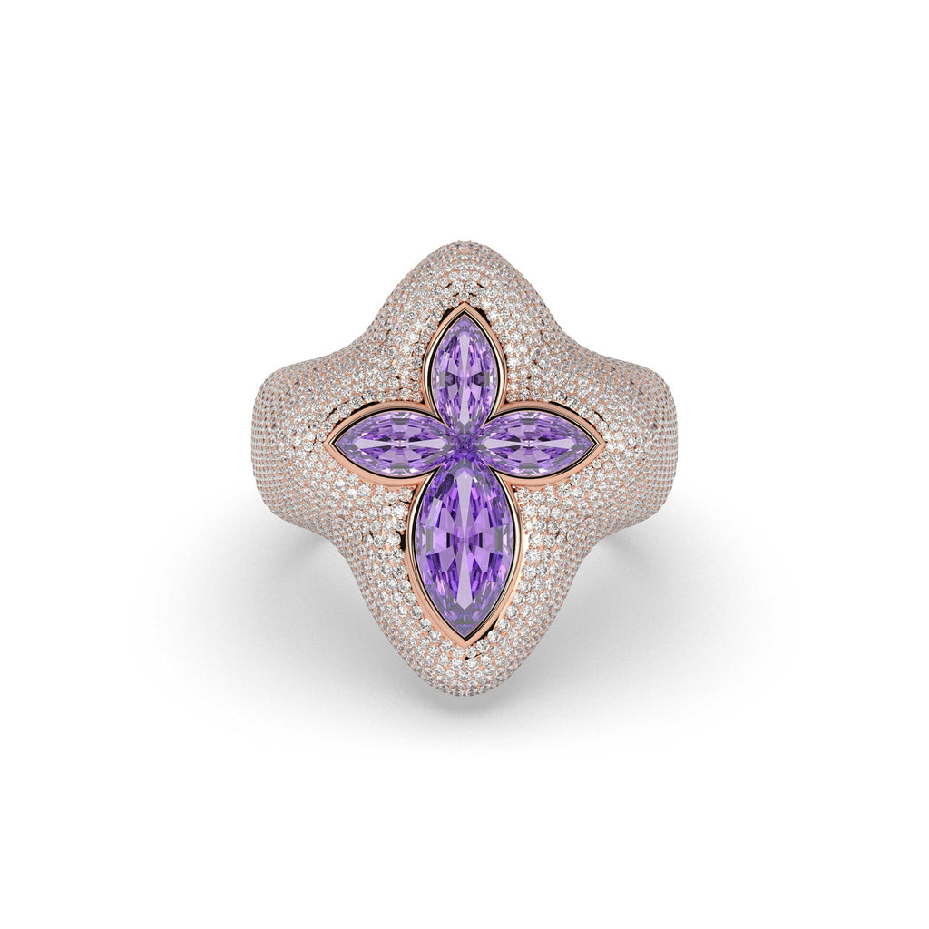 VIOLET MARQUISE FLORAL STATEMENT RING