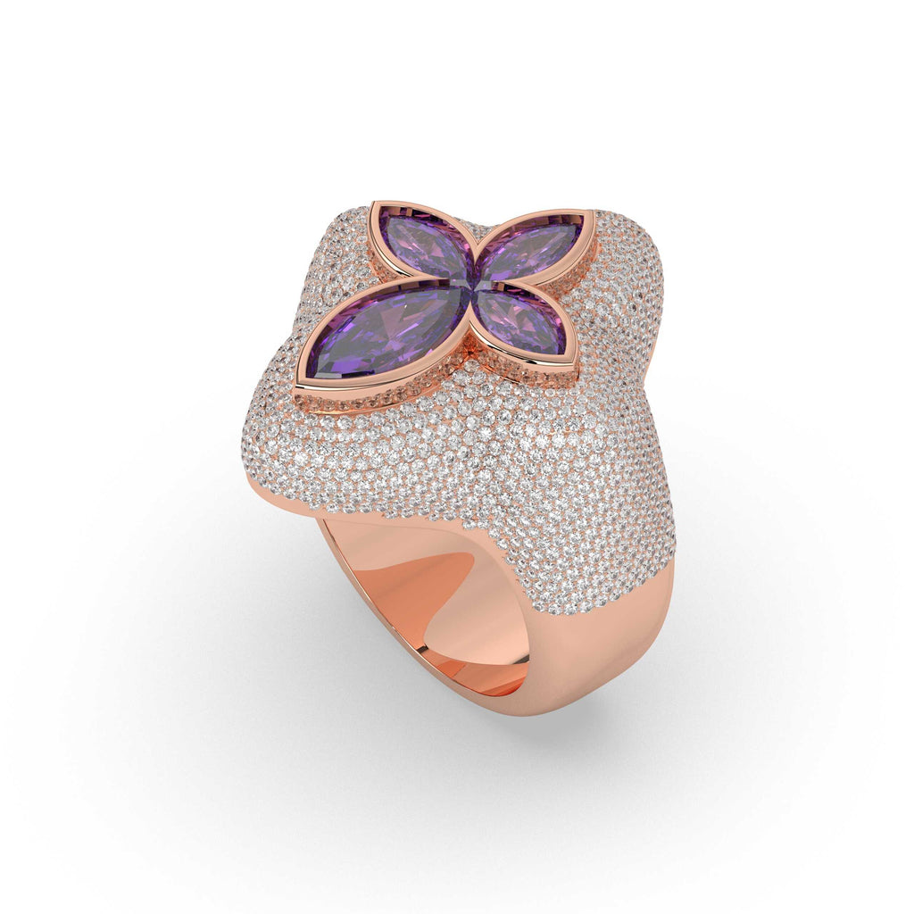 VIOLET MARQUISE FLORAL STATEMENT RING