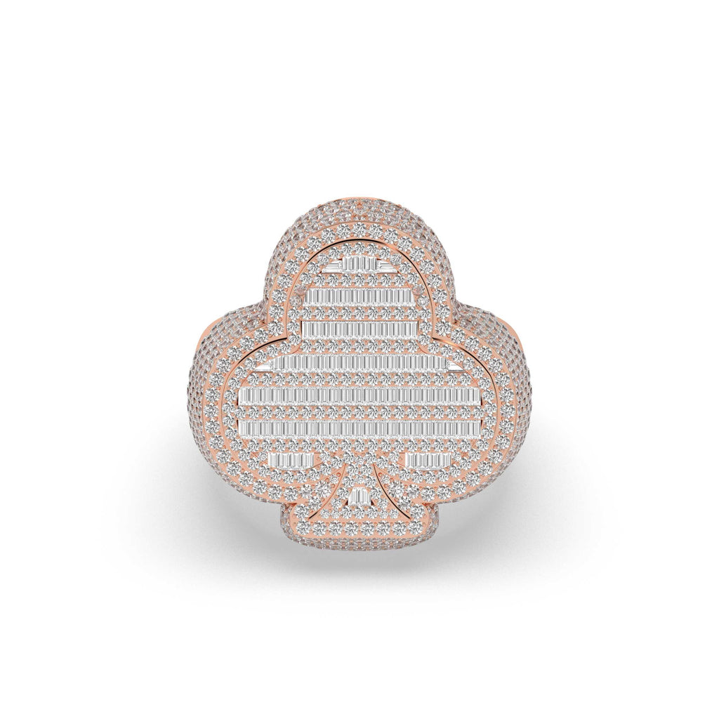 LUXURY CRIB FULL ICED RING ROYAL FLUSH DIAMOND CLUB RING