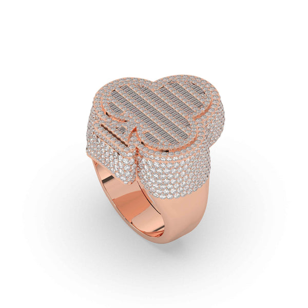 LUXURY CRIB FULL ICED RING ROYAL FLUSH DIAMOND CLUB RING