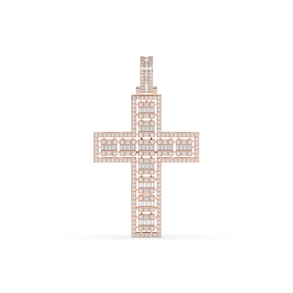 LUXURY BAGUETTE DIAMOND CROSS PENDANT
