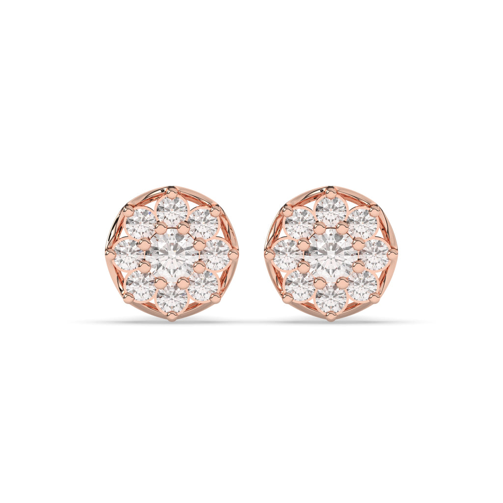 RADIANT FLOWER SHAPE DIAMOND STUDS