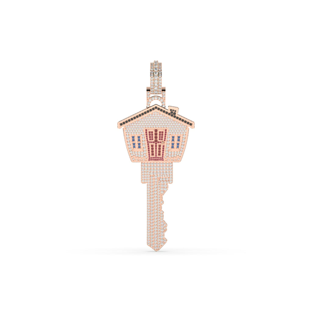 DIAMOND HOUSE KEY CHARM PENDANT