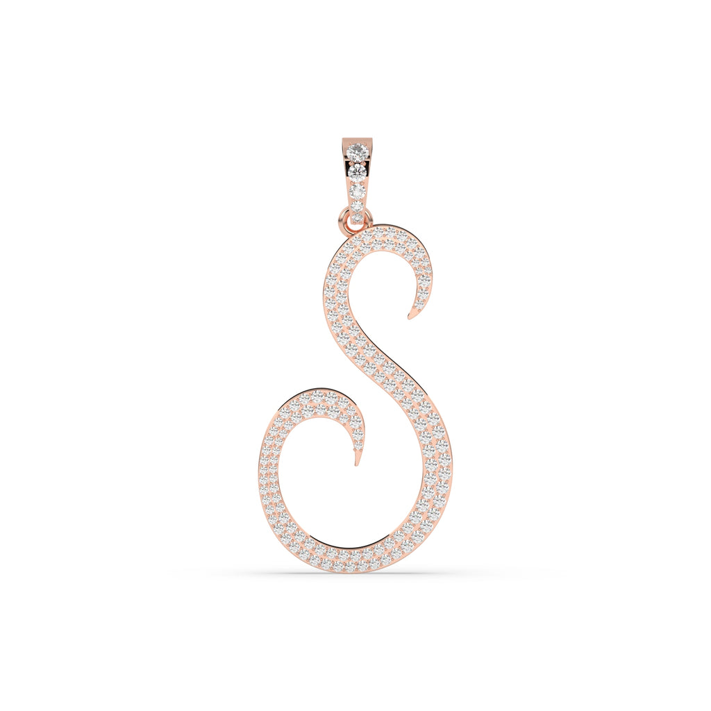S ROUND DIAMOND ICED OUT INITIAL HIP HOP PENDANT