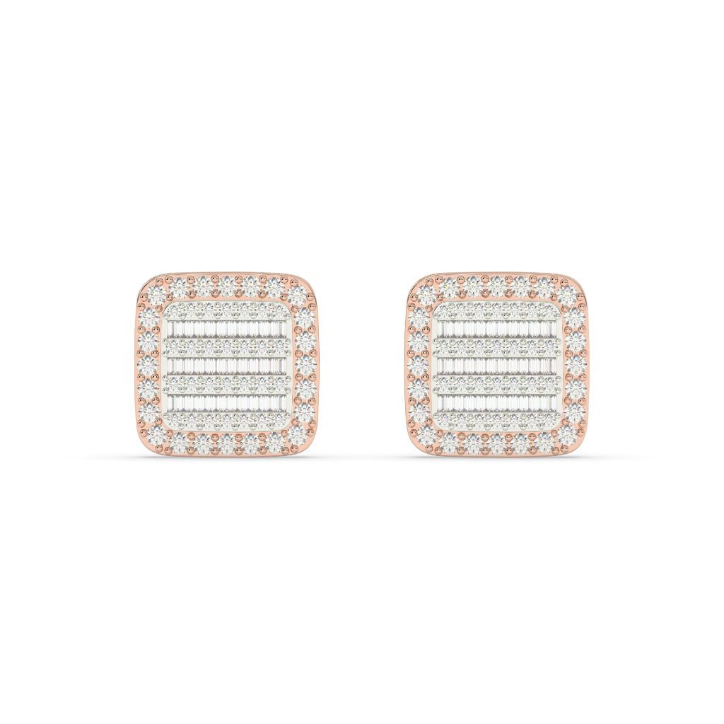 BAGUETTE SQUARE DIAMOND STUD EARRINGS