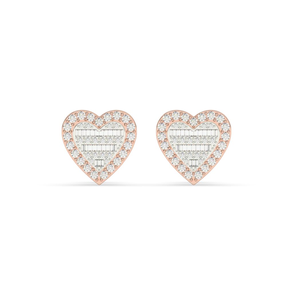 HEART SHAPE DIAMOND STUD EARRINGS