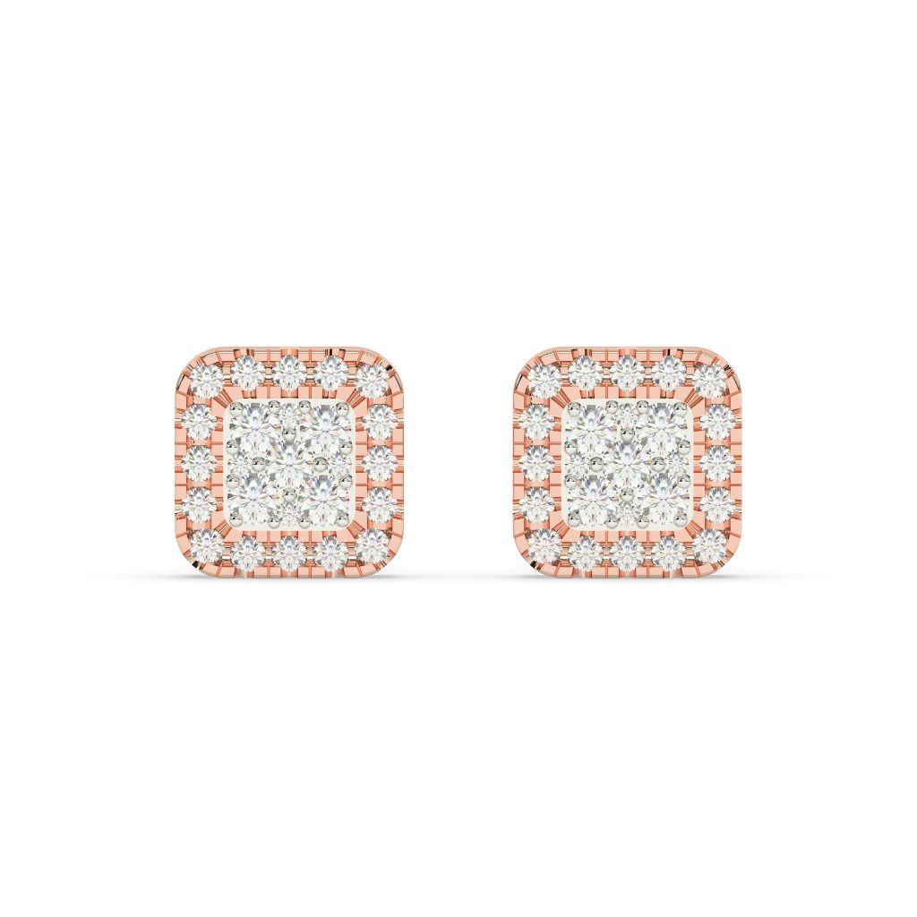 PRINCESS CUT CLUSTER STUD EARRINGS