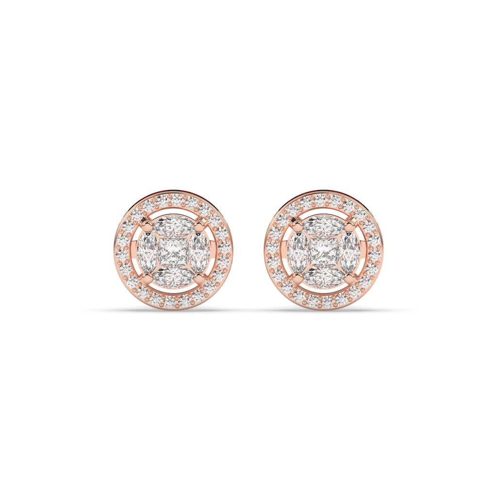 MARQUISE CLUSTER HALO STUD EARRINGS