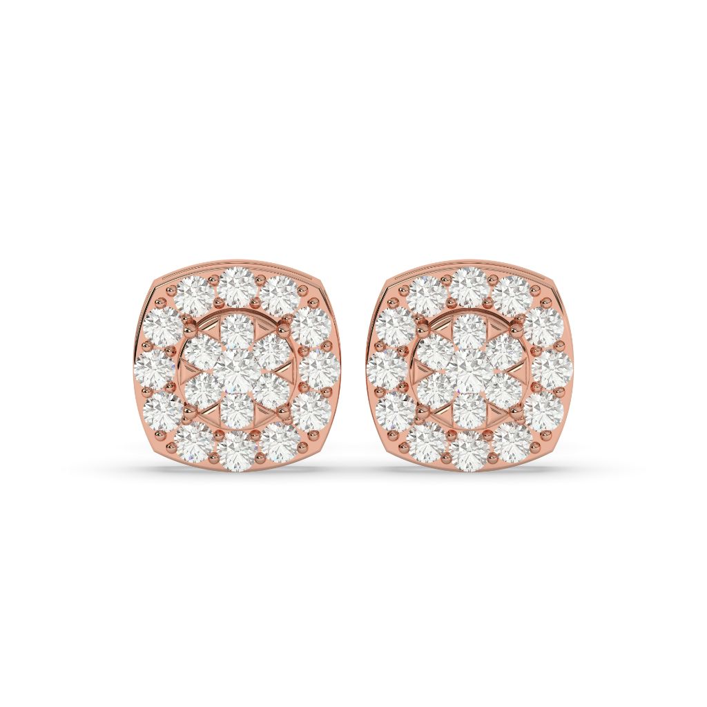 BLOOM PATTERN DIAMOND EAR STUDS