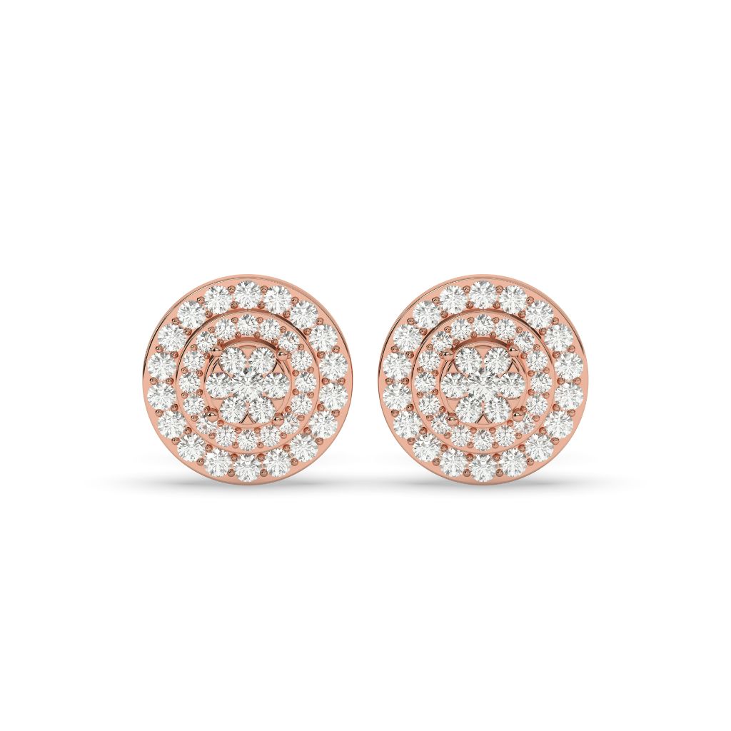 BLOOMING CIRCLE DIAMOND EAR STUDS