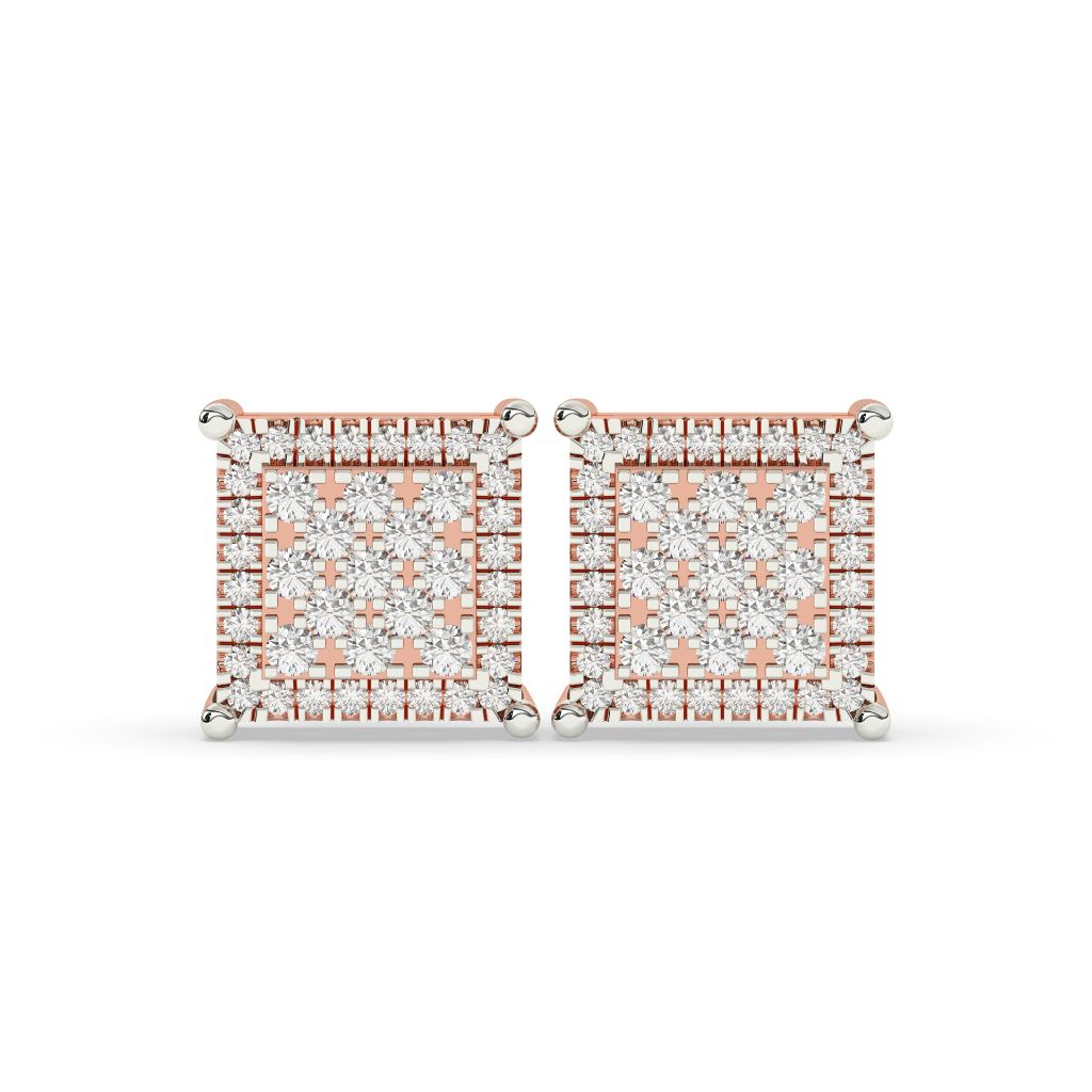 PRINCESS CUT SQUARE STUD EARRINGS