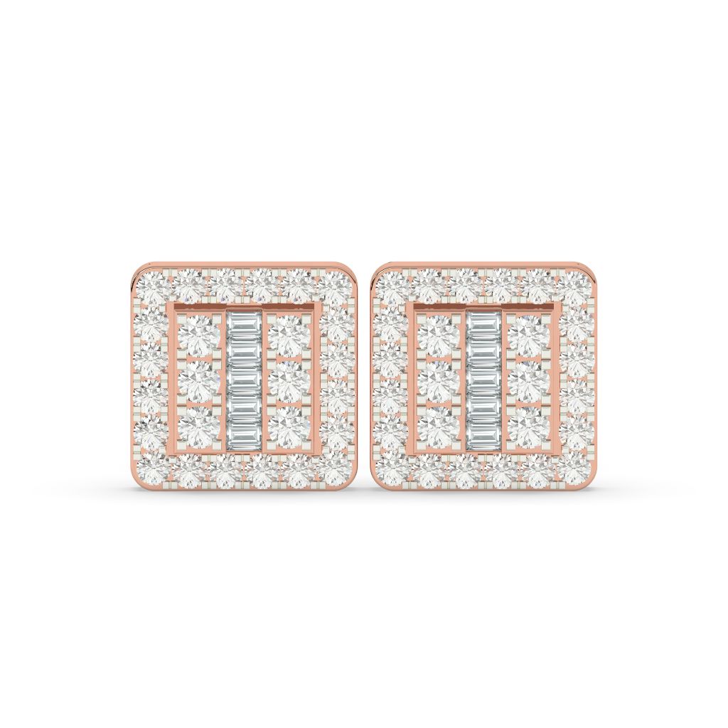SQUARE BAGUETTE DIAMOND STUD EARRINGS