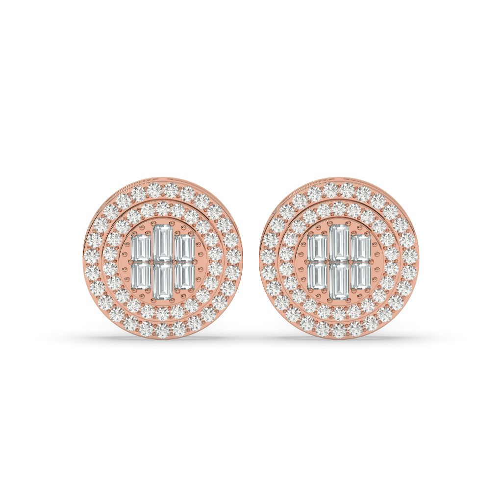RADIANT ROUND BAGUETTE DIAMOND STUDS