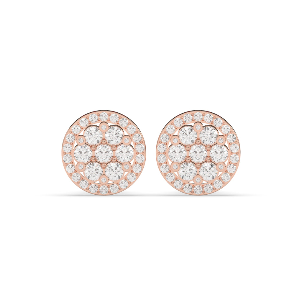RADIANT CIRCLE DIAMOND STUD EARRINGS