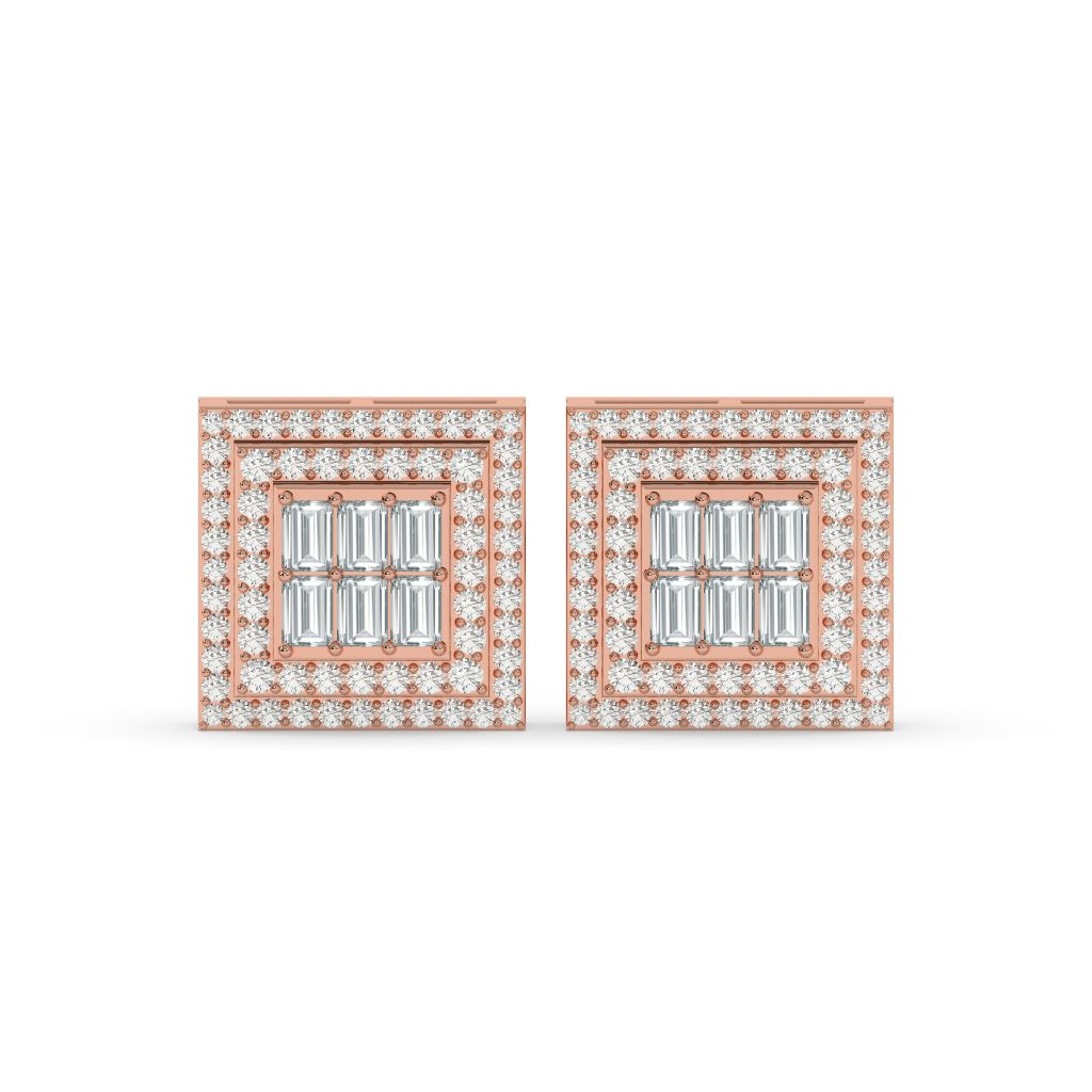 BAGUETTE SPARK SQUARE STUD EARRINGS