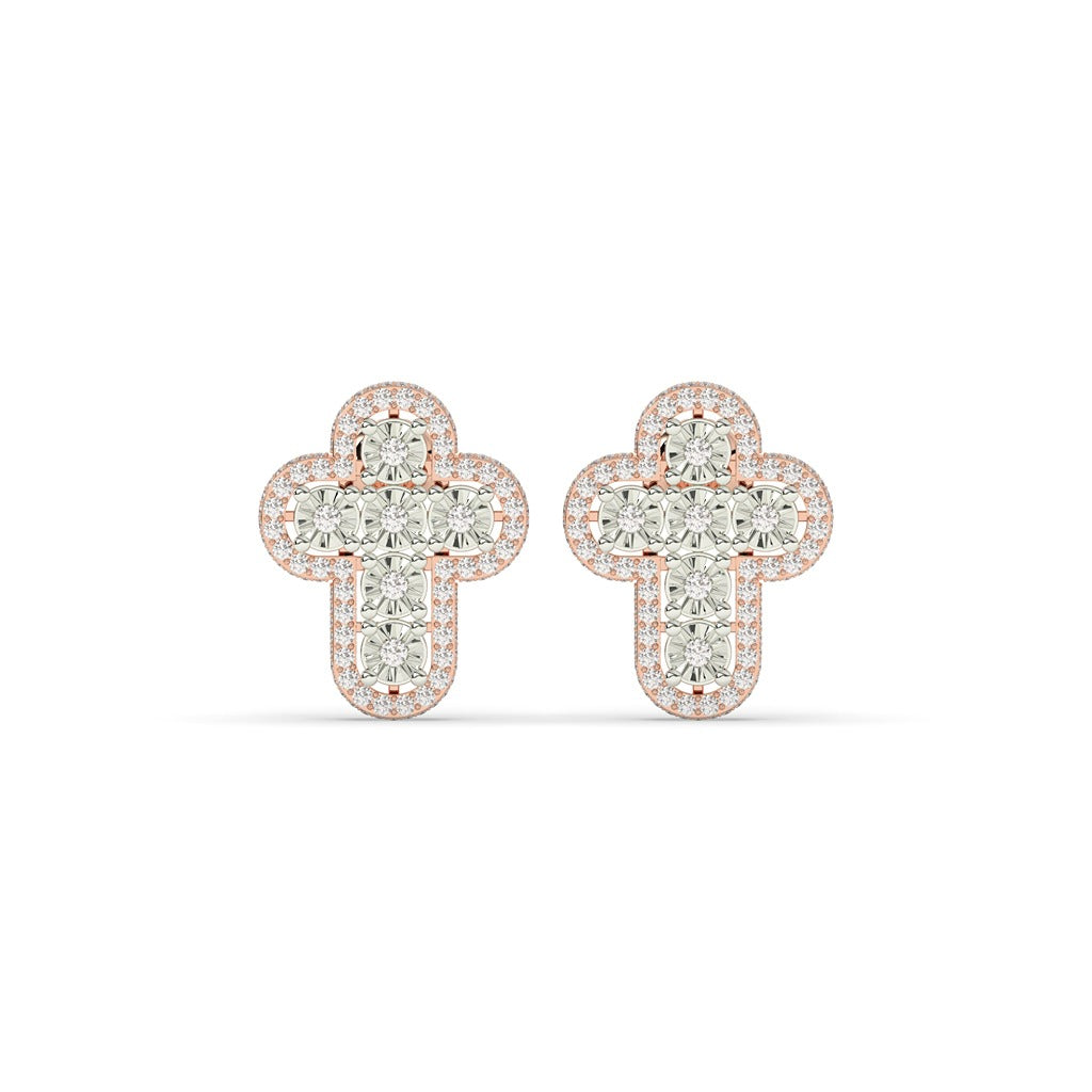 CLASSIC CROSS DIAMOND STUD EARRINGS