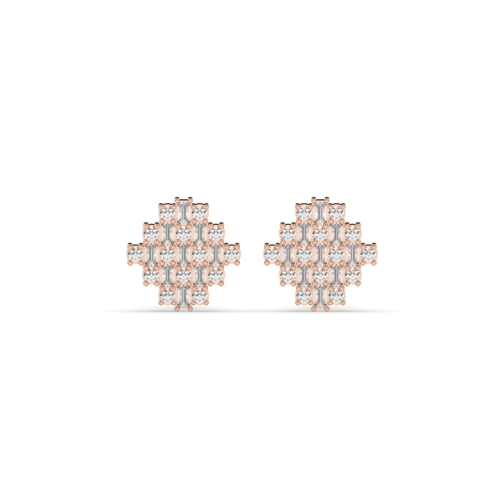GEOMETRIC GLEAM DIAMOND STUD EARRINGS