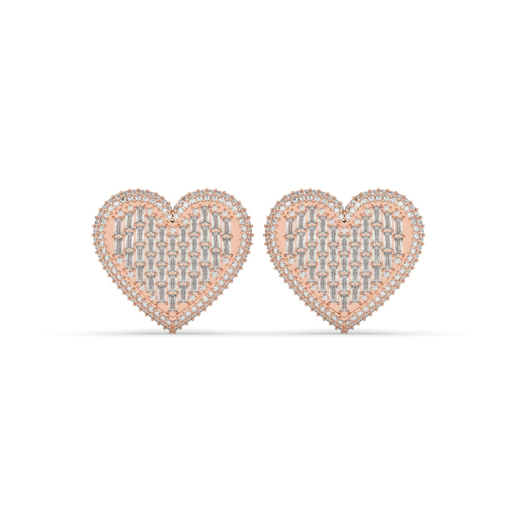 ETERNAL LOVE BAGUETTE HEART STUDS