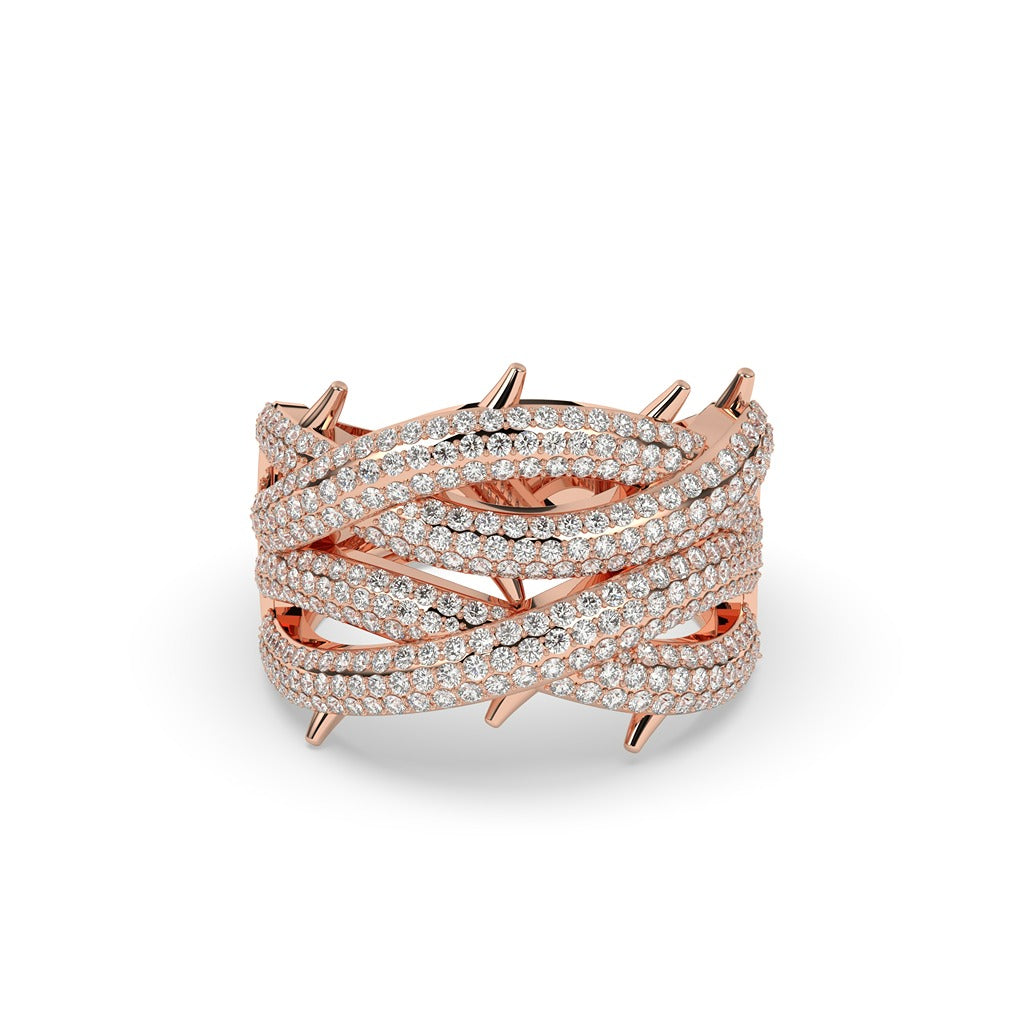 MULTI-BAND CROSSOVER ROUND DIAMOND BAND