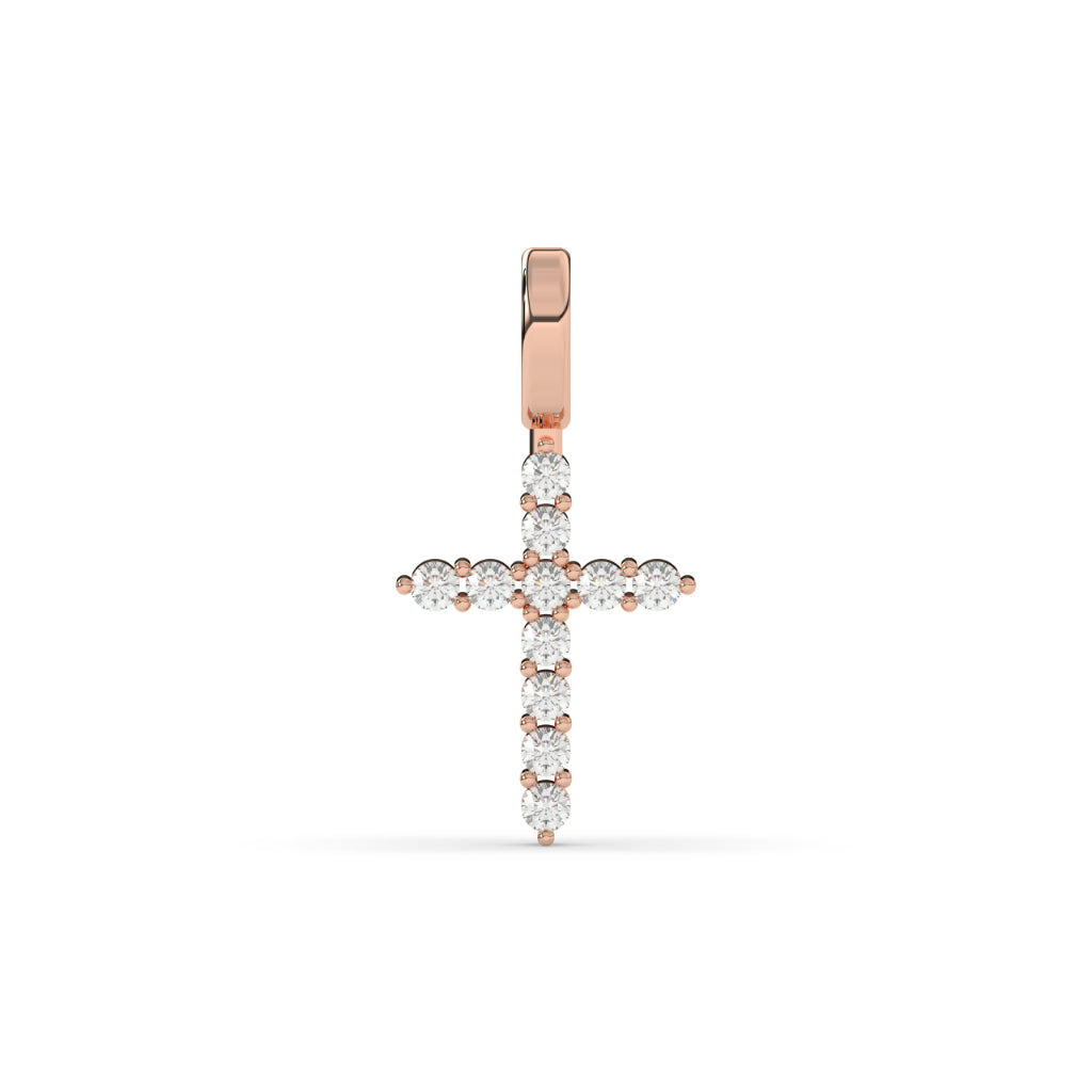GOLD DIAMOND CROSS CHARM PENDANT
