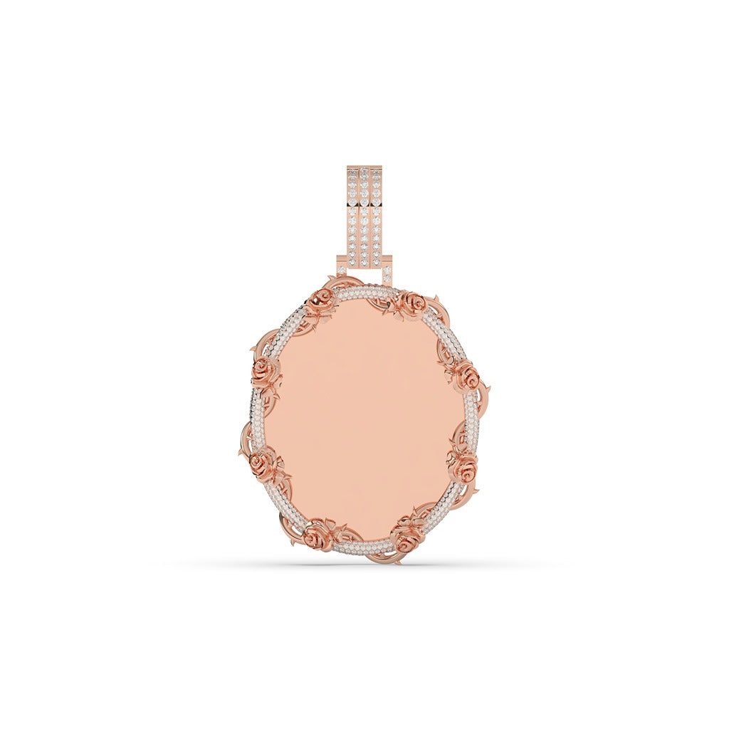 GOLD ROSE FRAME MEDALLION PENDANT