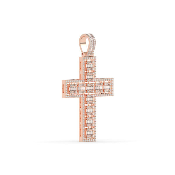 LUXURY BAGUETTE DIAMOND CROSS PENDANT
