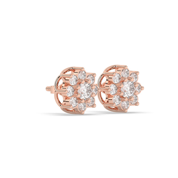 RADIANT FLOWER SHAPE DIAMOND STUDS