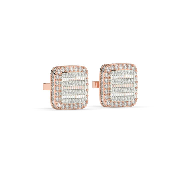 BAGUETTE SQUARE DIAMOND STUD EARRINGS