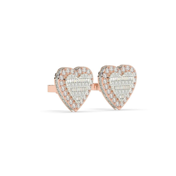 HEART SHAPE DIAMOND STUD EARRINGS