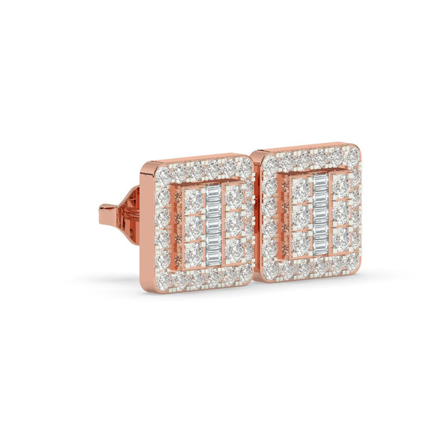 SQUARE BAGUETTE DIAMOND STUD EARRINGS